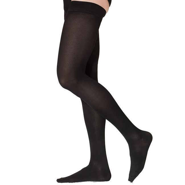 Cotton compression stockings, black herringbone with silver glitter –  SupCare