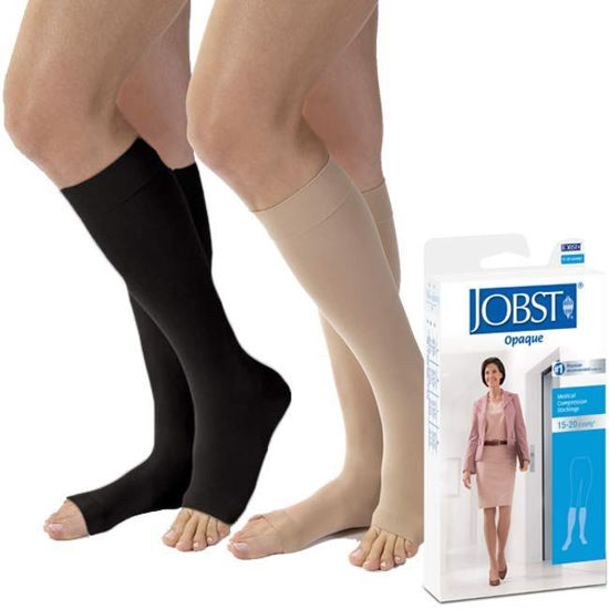 Jobst Opaque - Women's Knee High 15-20mmHg Compression/Support Stockings (Open  Toe)