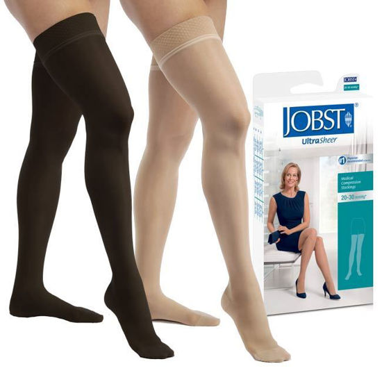 JOBST Ultra Sheer Thigh Closed Toe Socks, Silky Beige, Medium