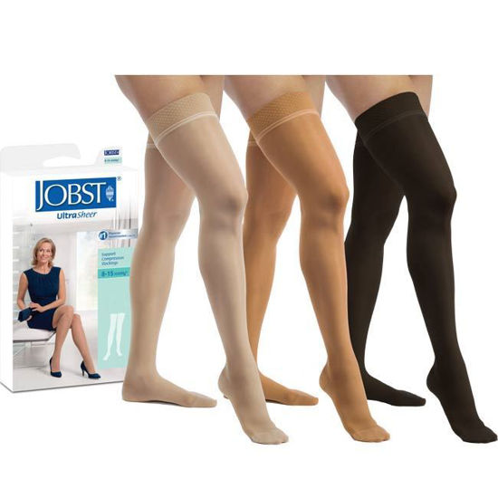 Jobst UltraSheer - Women's Thigh High 8-15mmHg Compression/Support ...