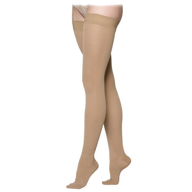 Sigvaris Cotton Ribbed Medical Legwear - Women's Thigh High 20-30mmHg  Compression/Support Stockings (Grip Top)