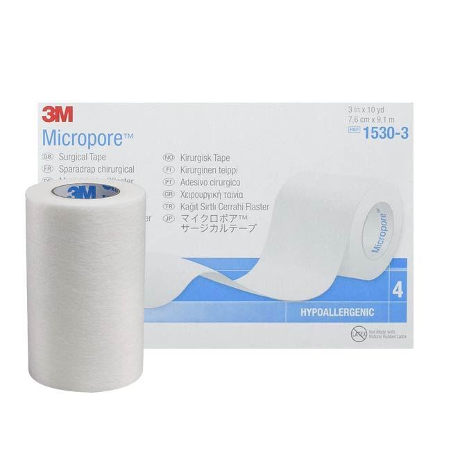 3M 1530-3 Micropore Surgical Tape 3in x 10yd (4/Box) (X)